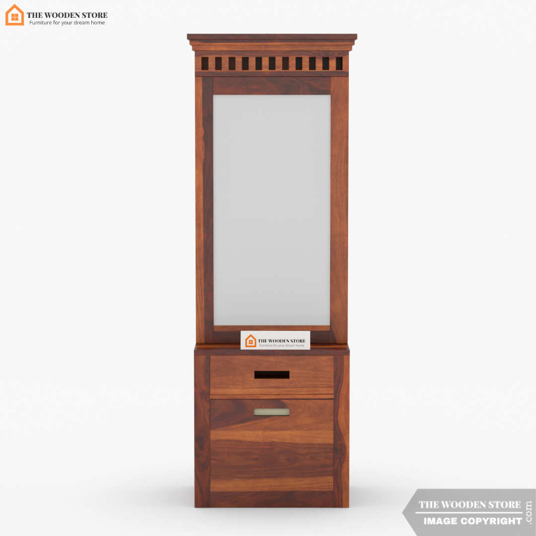Donald Dressing Table With Storage Stool (Honey Finish)