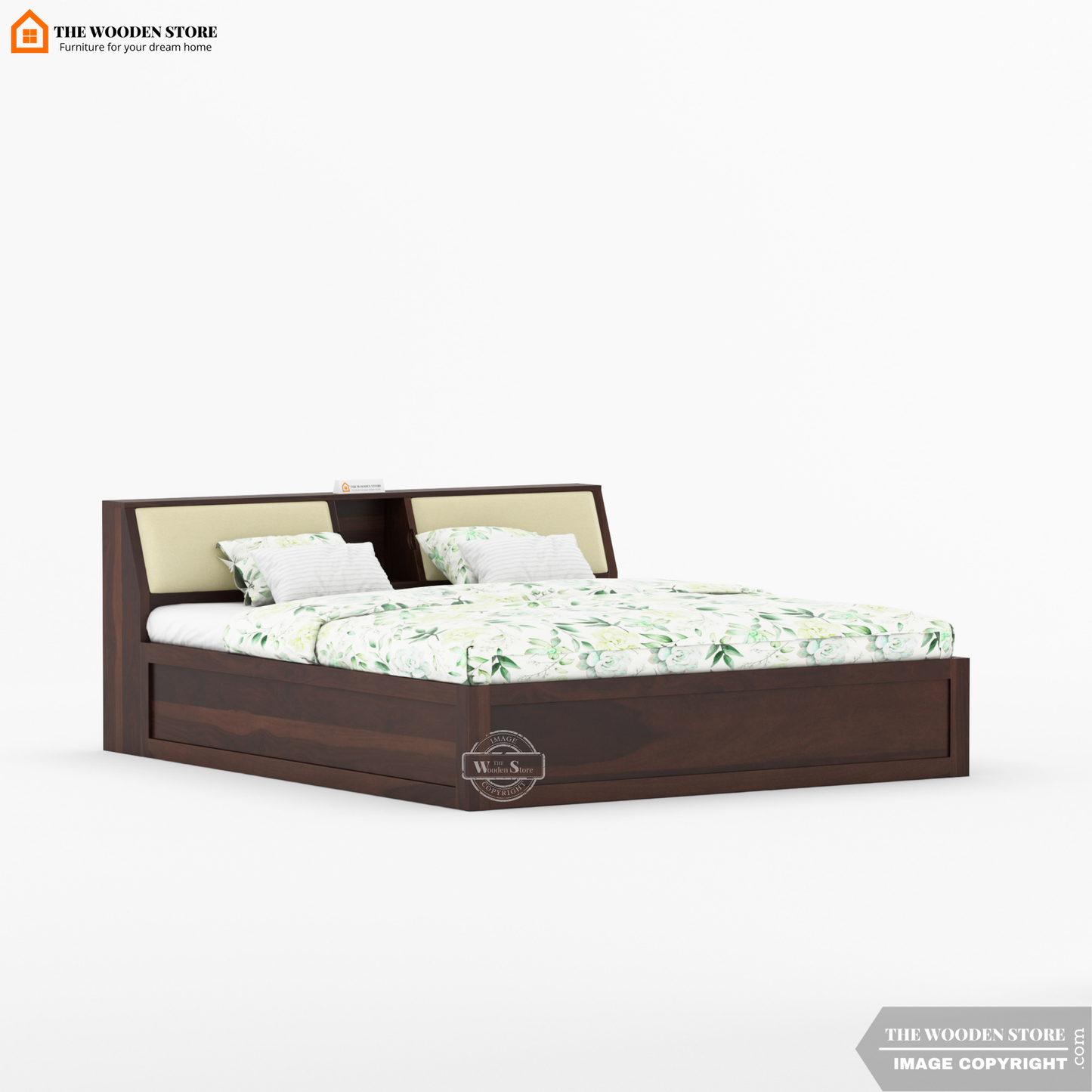 Walker Bed With Box Storage (King Size, Walnut Finish)