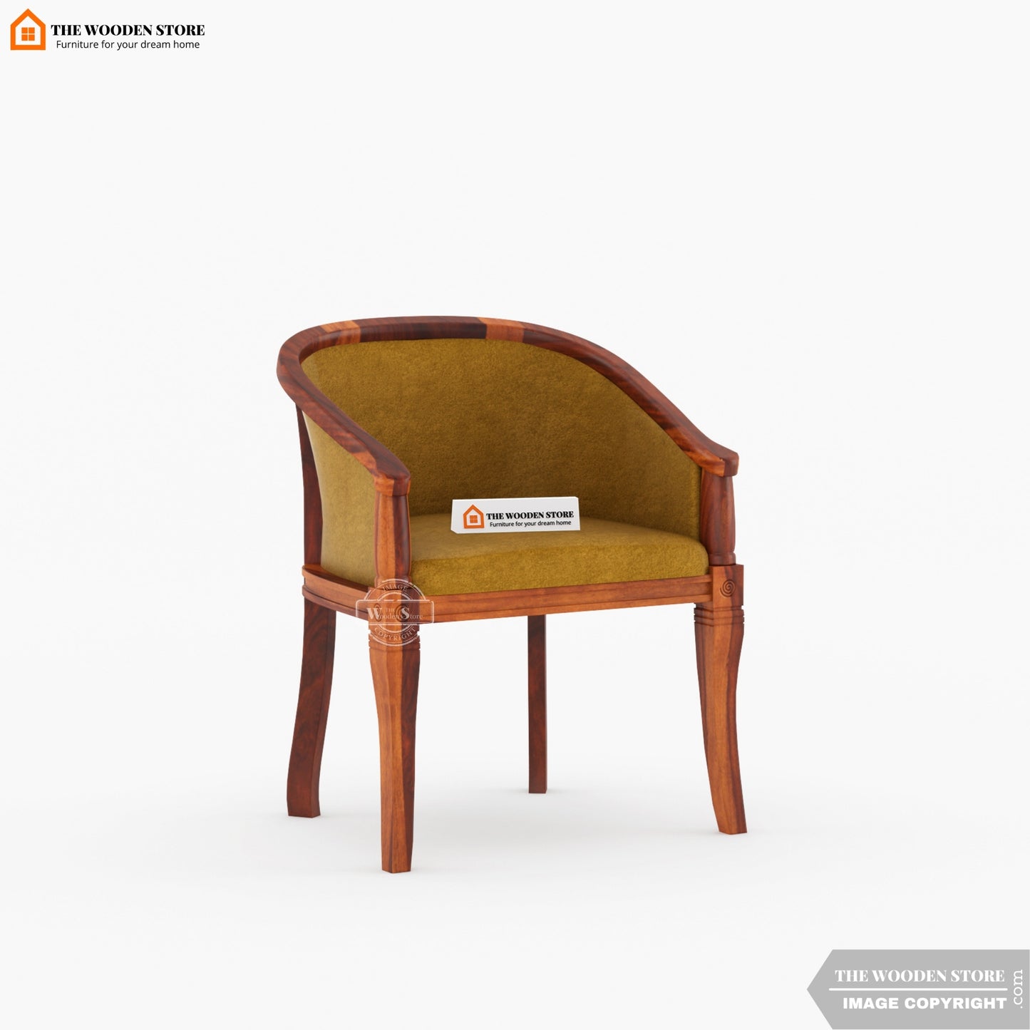 Naethan Arm Chair (Orange Gold, Honey Finish)