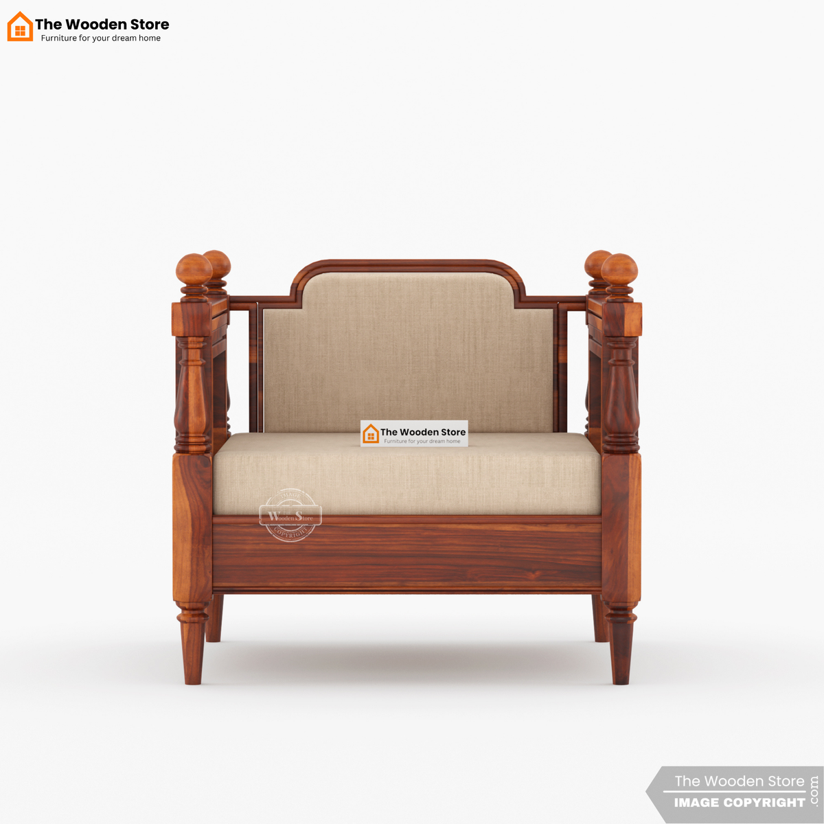 Ventura 3+1+1 Wooden Sofa Set (Honey Finish)