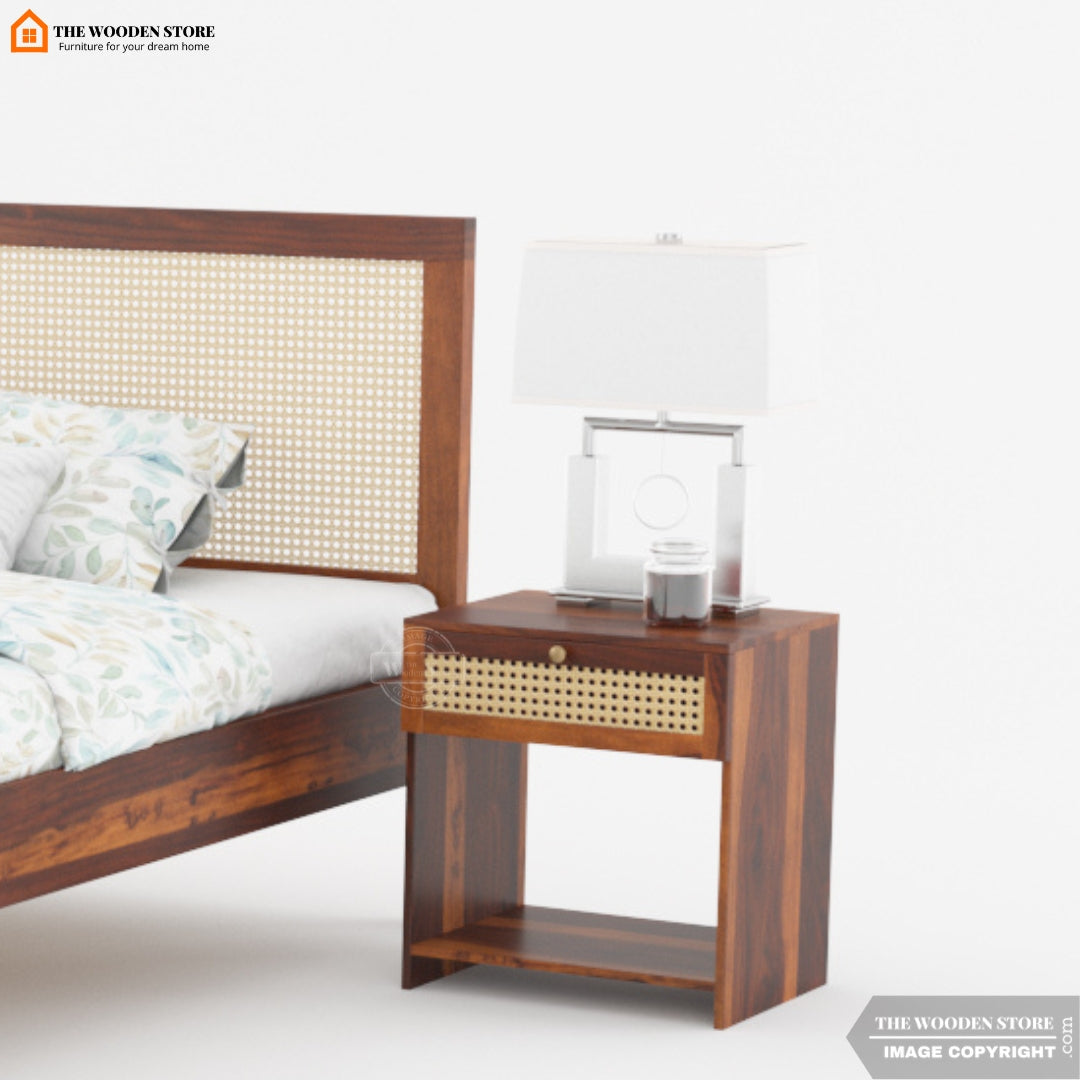 Olivia Bedside Table (Honey Finish)