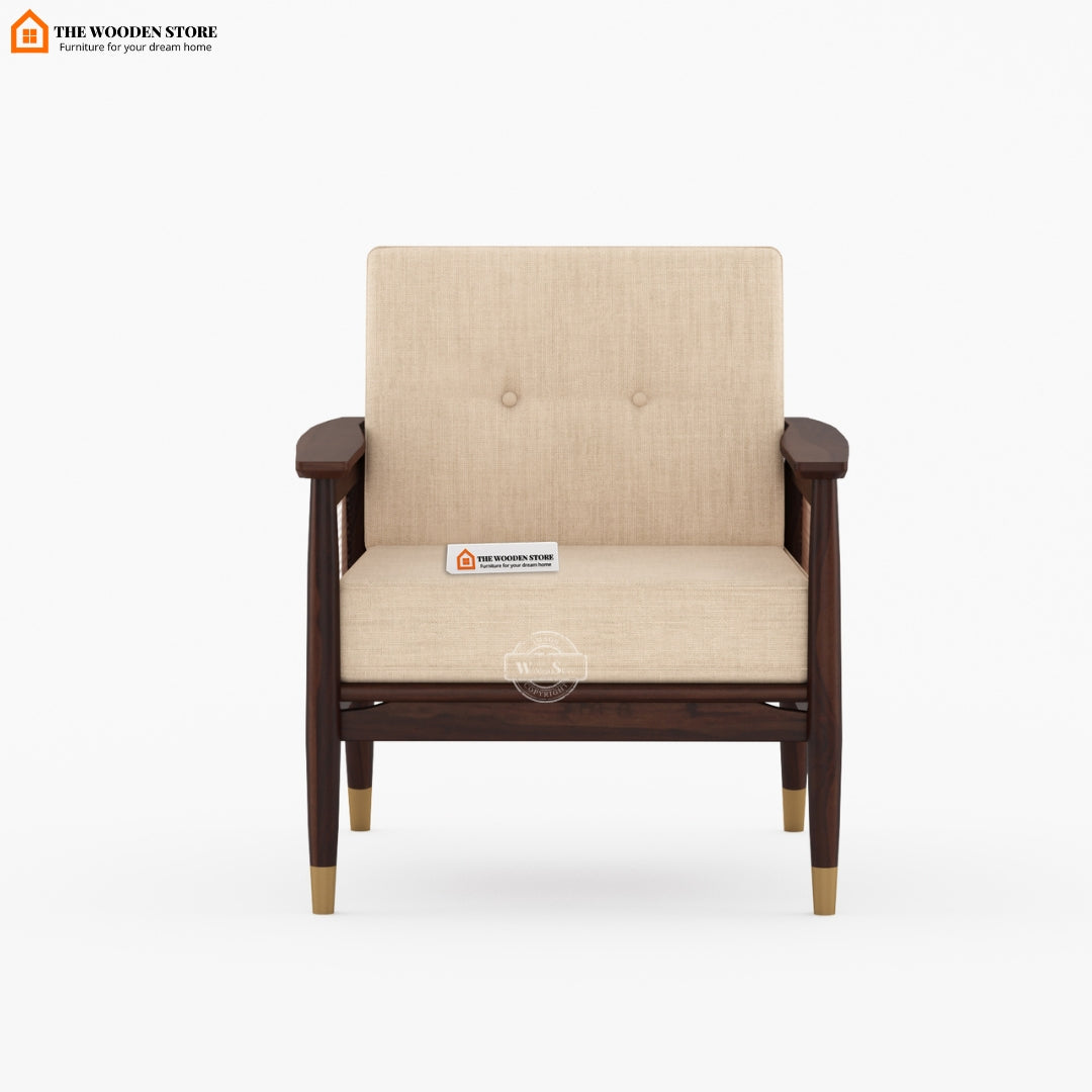 Eliath Cane Arm Chair (Soft Vanilla, Walnut Finish)