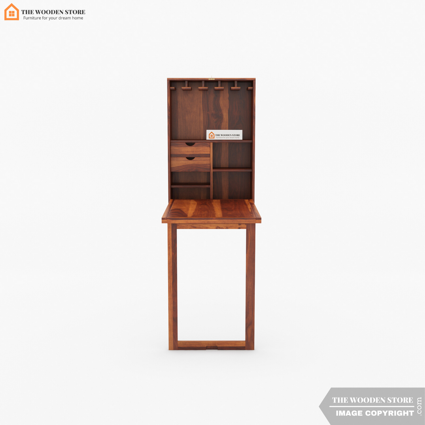 Jason Wall Mounted Bar Cabinet (Honey Finish)