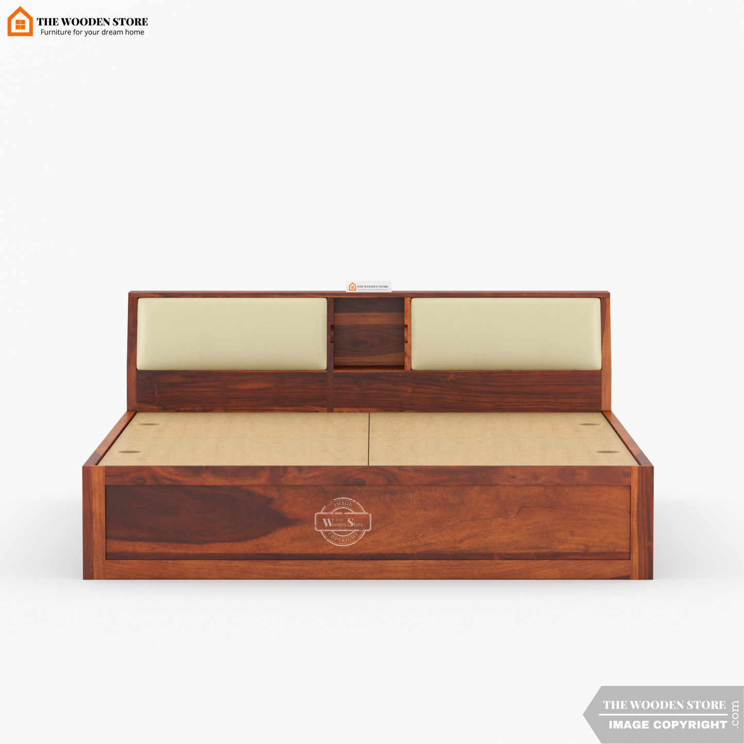 Walker Bed With Box Storage (King Size, Honey Finish)