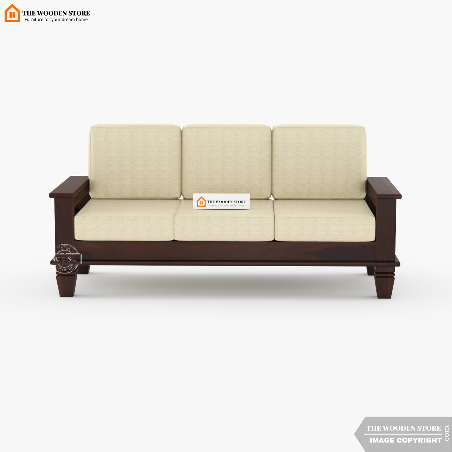 Charlie 3+1+1 Wooden Sofa Set (Walnut Finish)