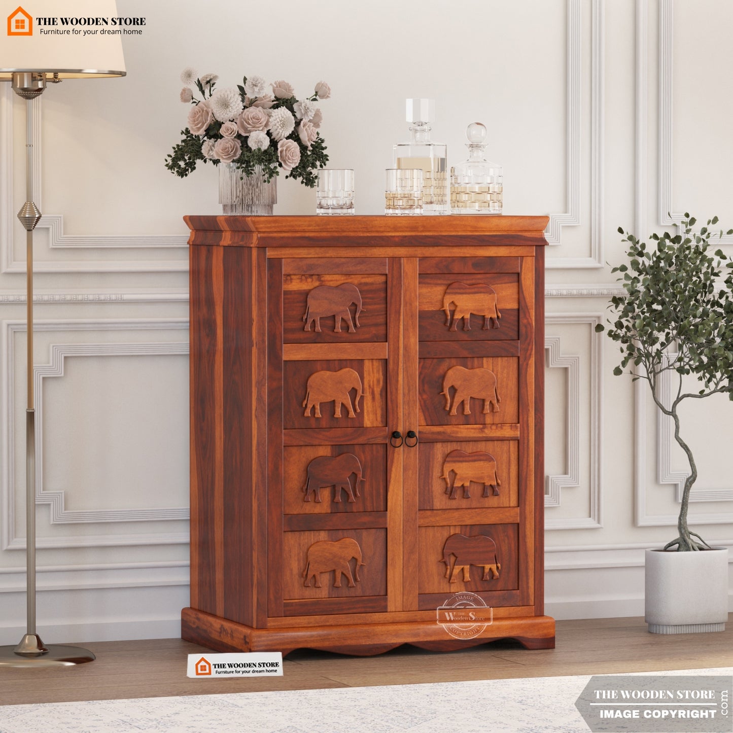 Tusk Bar Cabinet (Honey Finish)