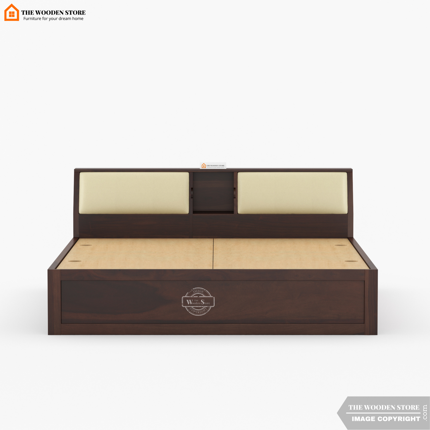 Walker Bed With Box Storage (King Size, Walnut Finish)