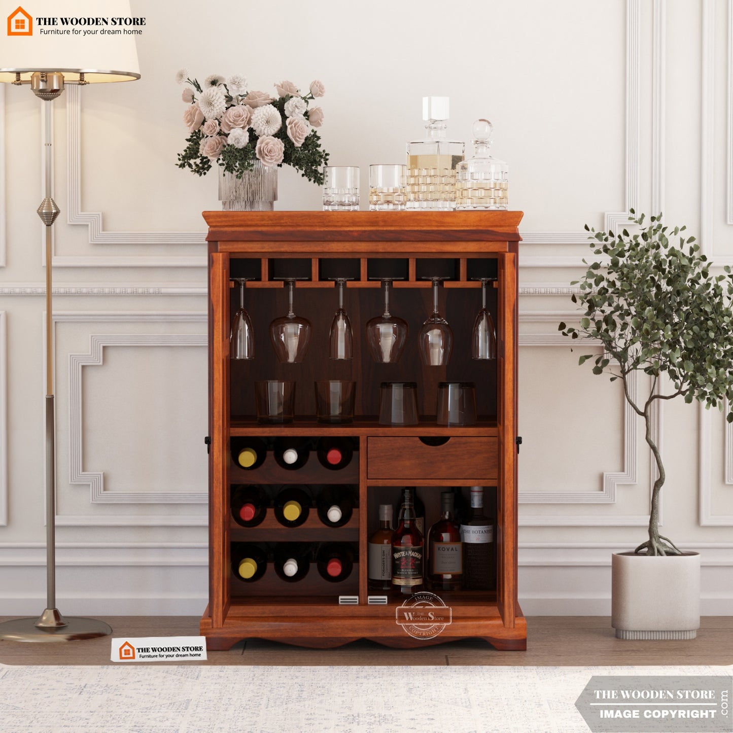 Tusk Bar Cabinet (Honey Finish)