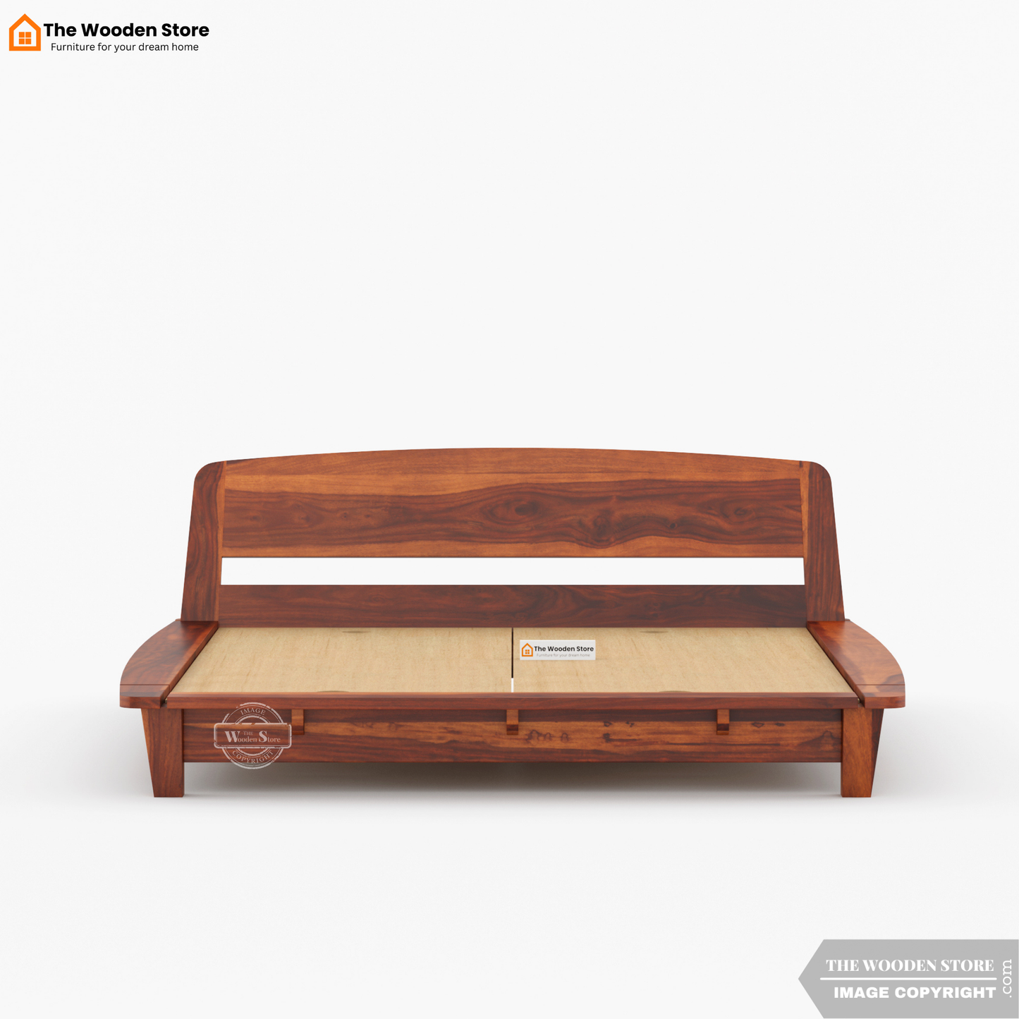 Ashlie Platform Bed without Storage (King Size, Honey Finish)