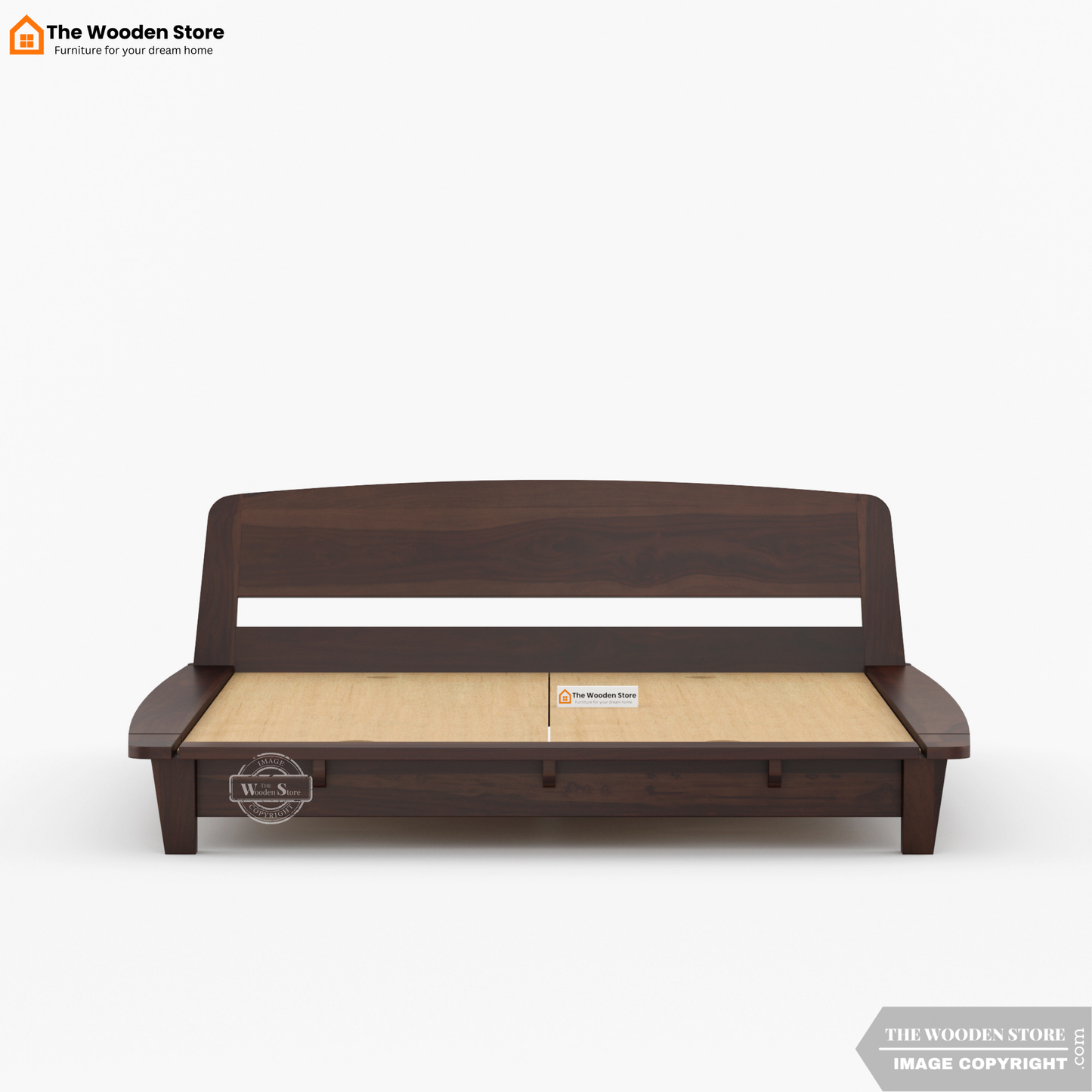 Ashlie Platform Bed without Storage (Queen Size, Walnut Finish)