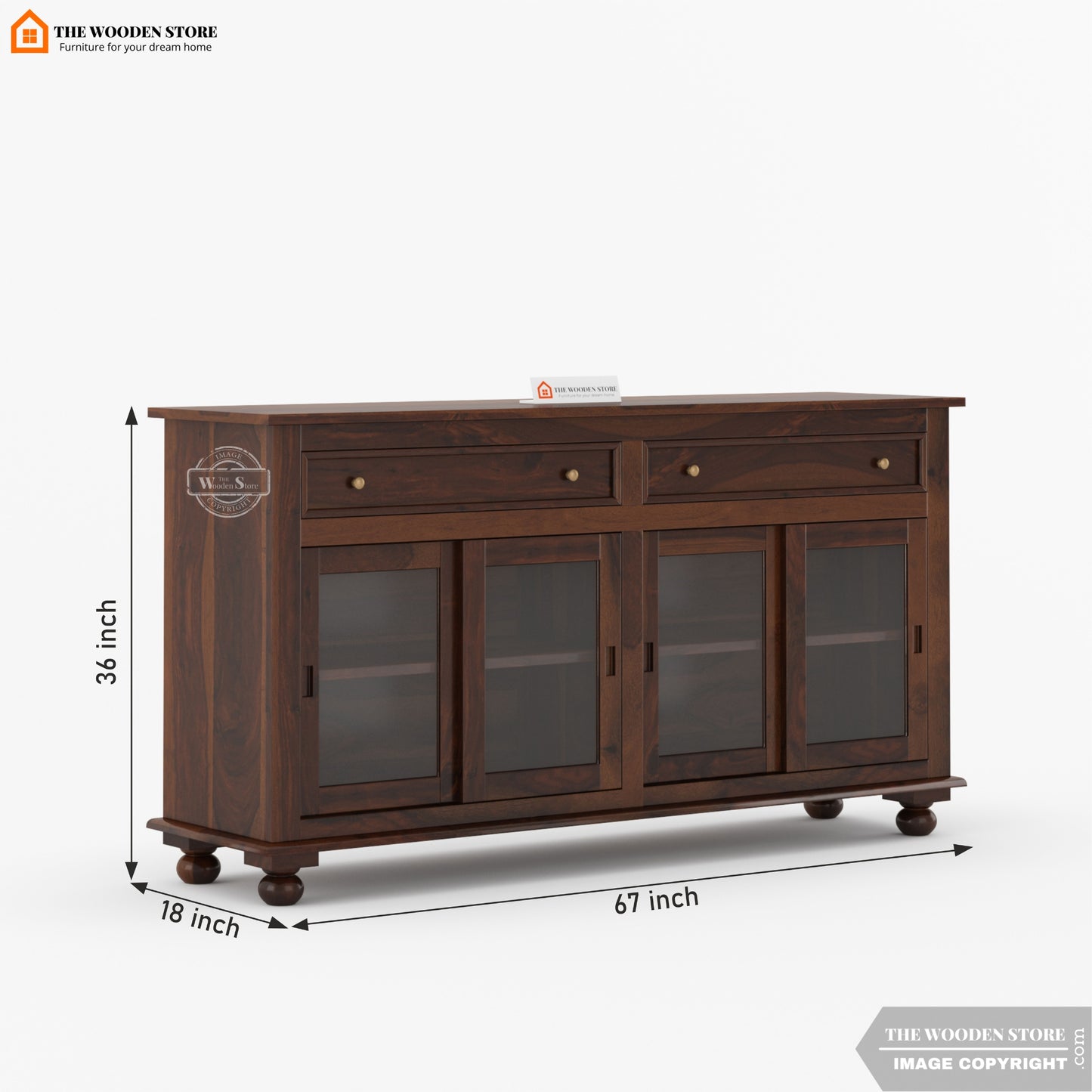 Carville Kitchen Cabinet (Walnut Finish)