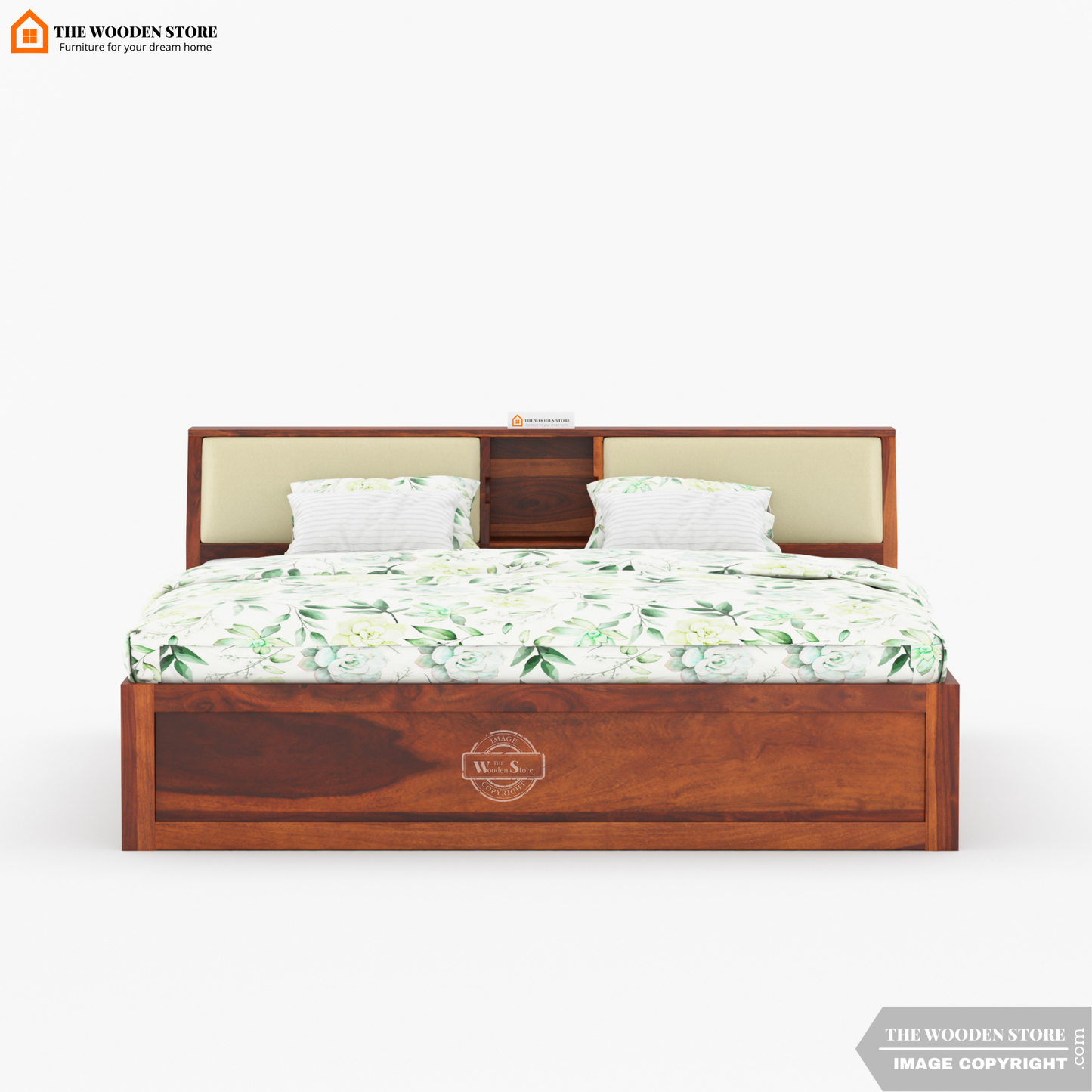 Walker Bed With Box Storage (King Size, Honey Finish)