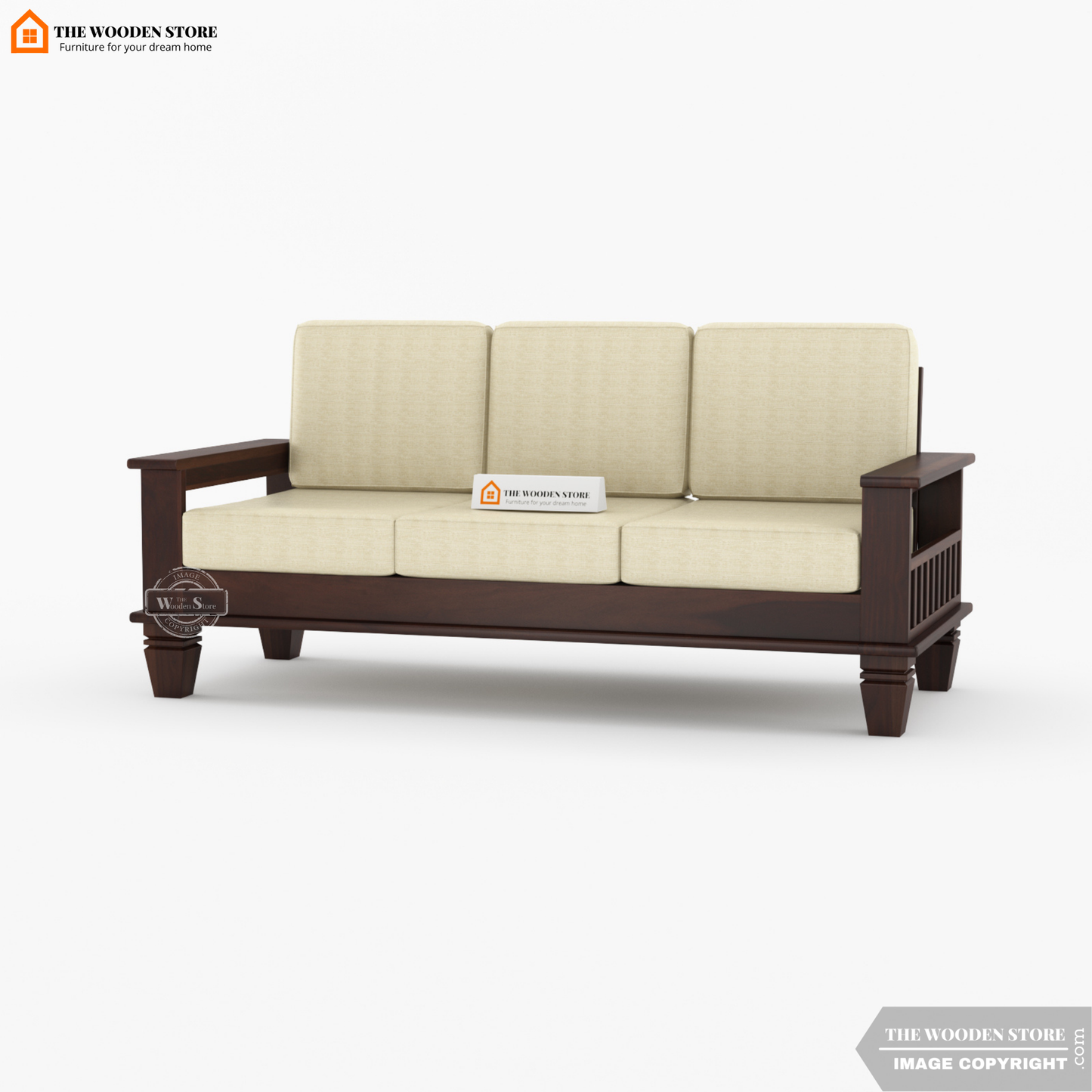 Charlie 3+1+1 Wooden Sofa Set (Walnut Finish)
