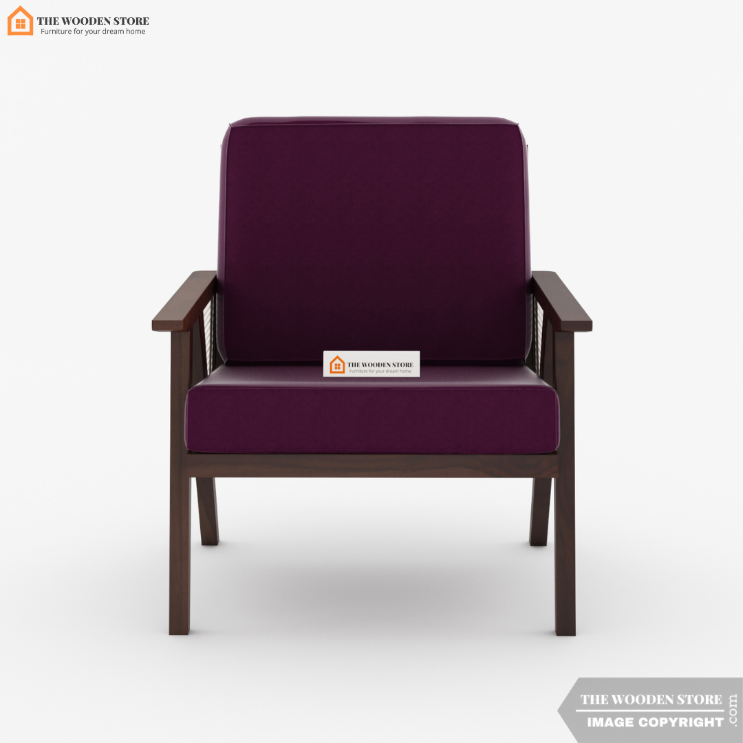 Martha Lounge Chair (Walnut Finish, Wine Berry)