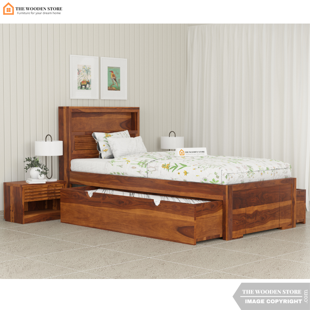 Franklin Single Bed With Storage (Honey Finish)