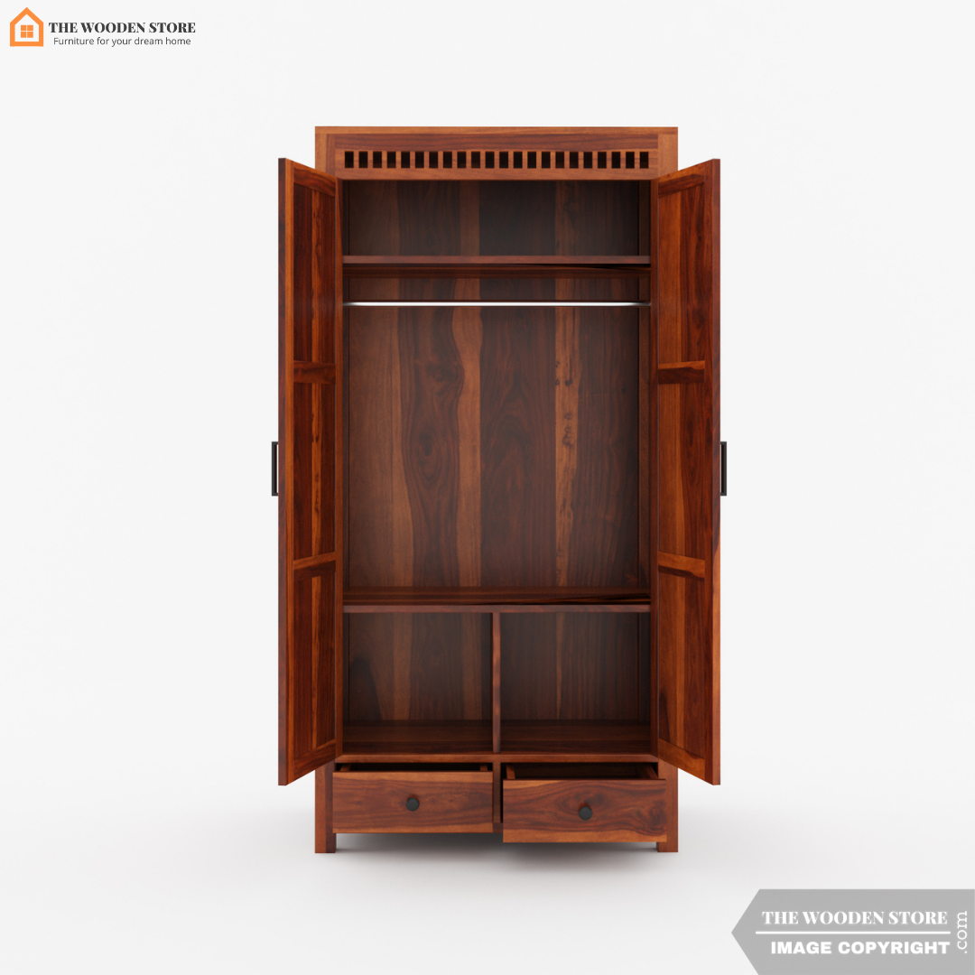 Donald 2 Door Multi-Utility Wardrobe (Honey Finish)