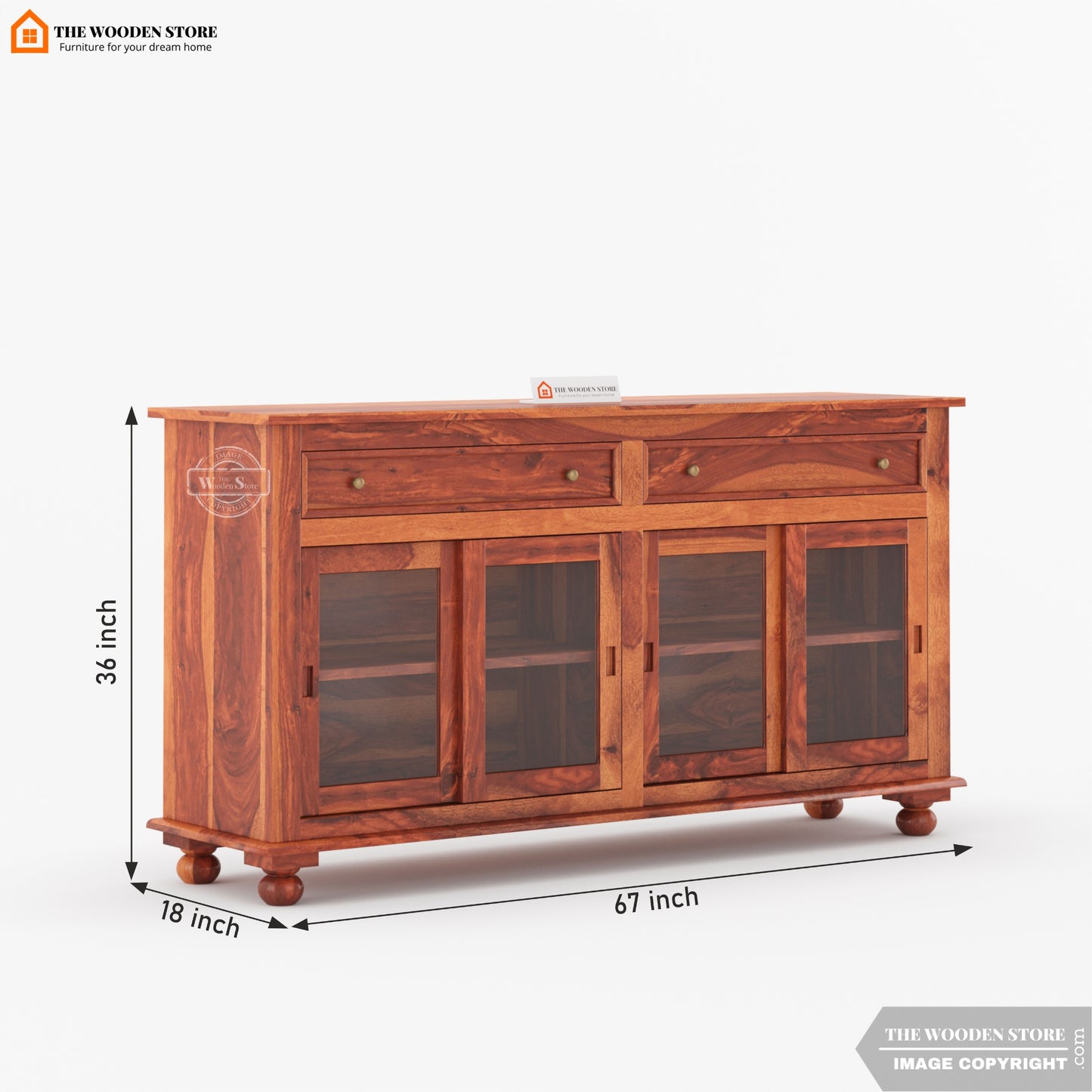 Carville Kitchen Cabinet (Honey Finish)