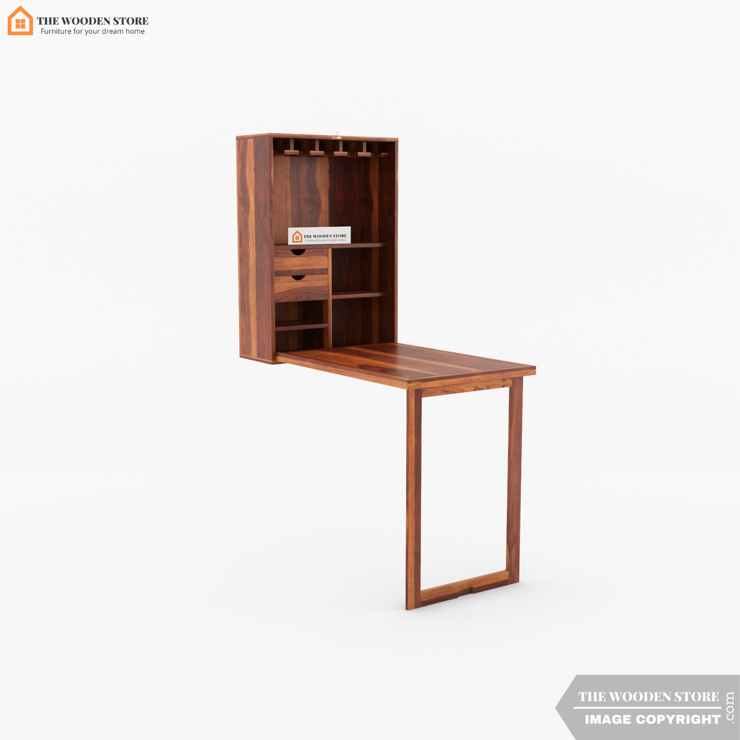 Jason Wall Mounted Bar Cabinet (Honey Finish)