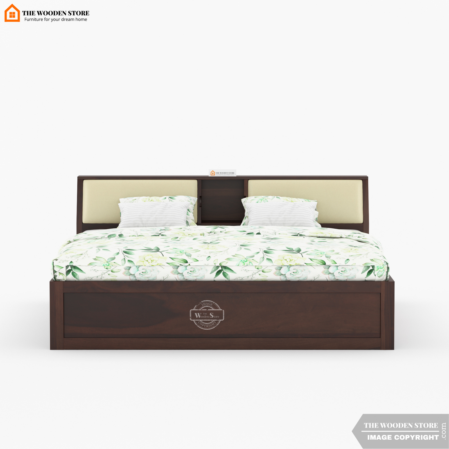 Walker Bed With Box Storage (King Size, Walnut Finish)