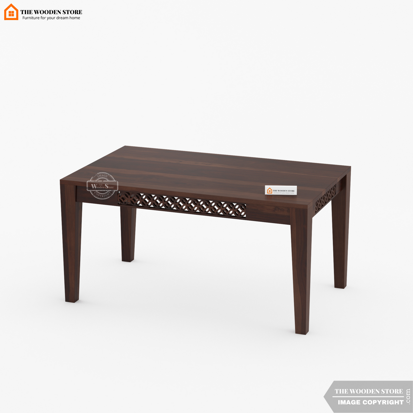 Daffy 6 Seater Dining Table (Walnut Finish)