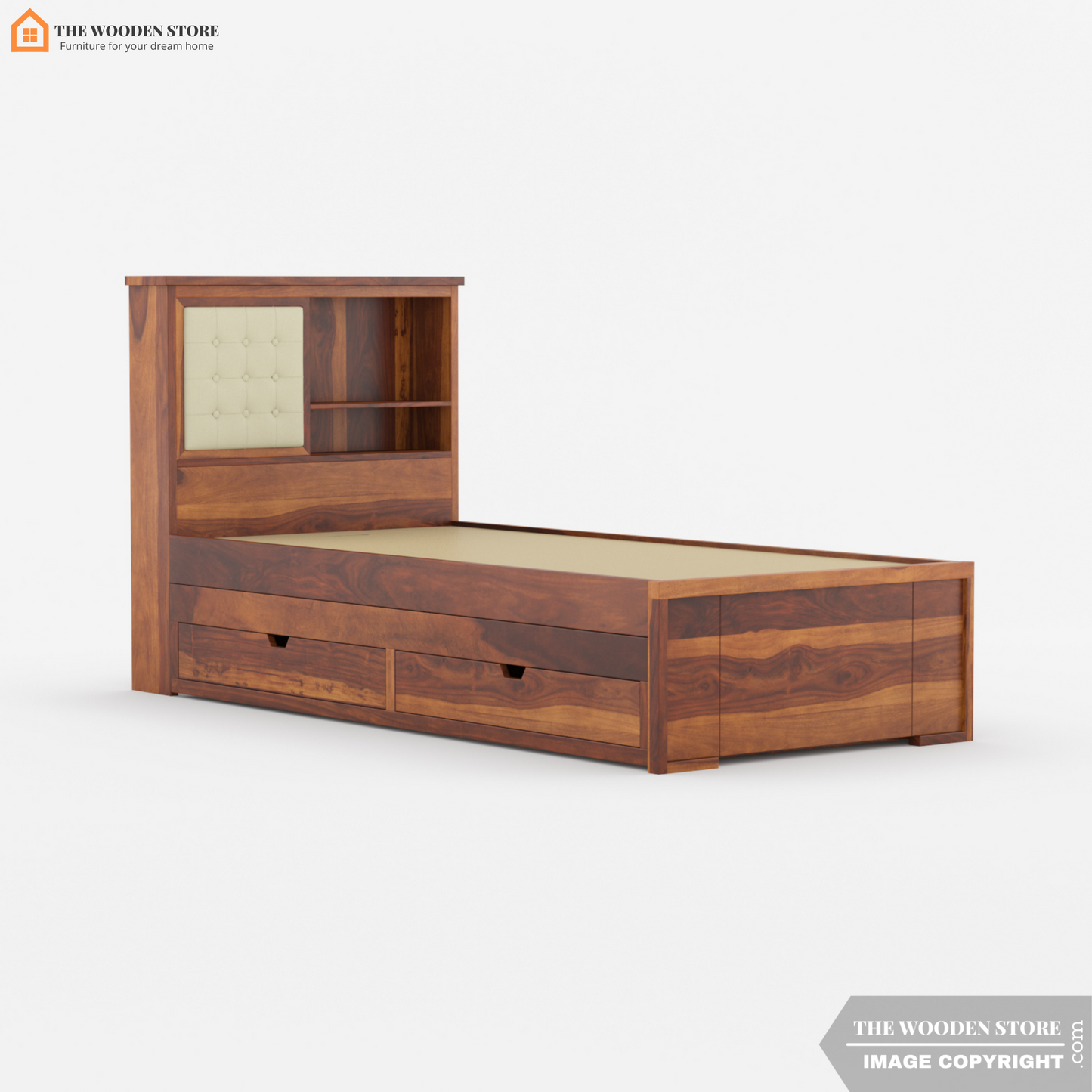 Nano Kids Trundle Bed With Storage (Honey Finish)