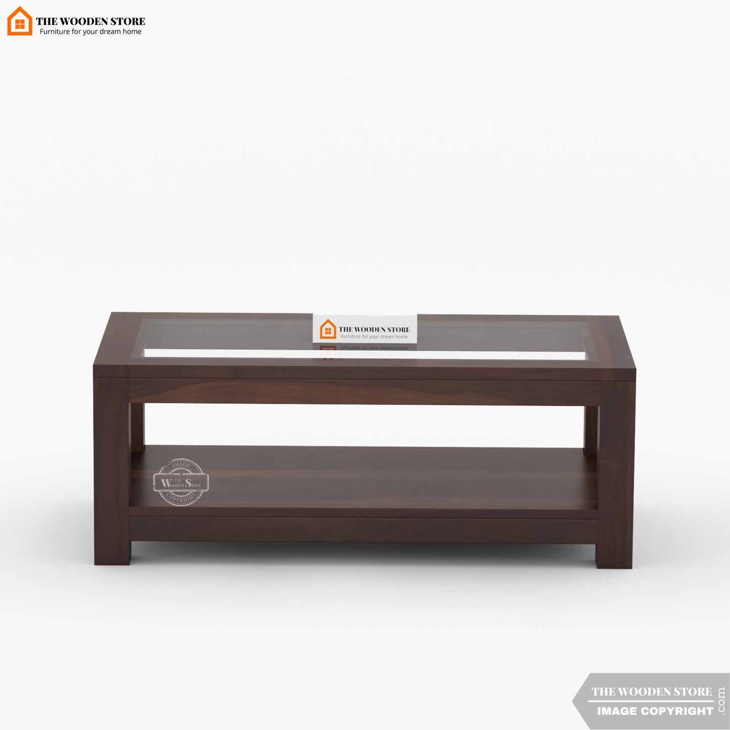 Cove Glass Top Coffee Table (Walnut Finish)