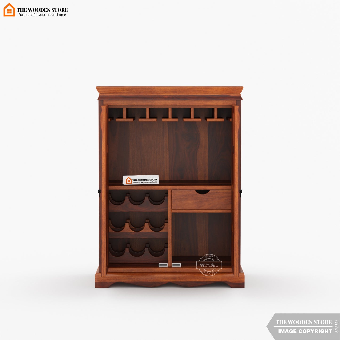 Tusk Bar Cabinet (Honey Finish)