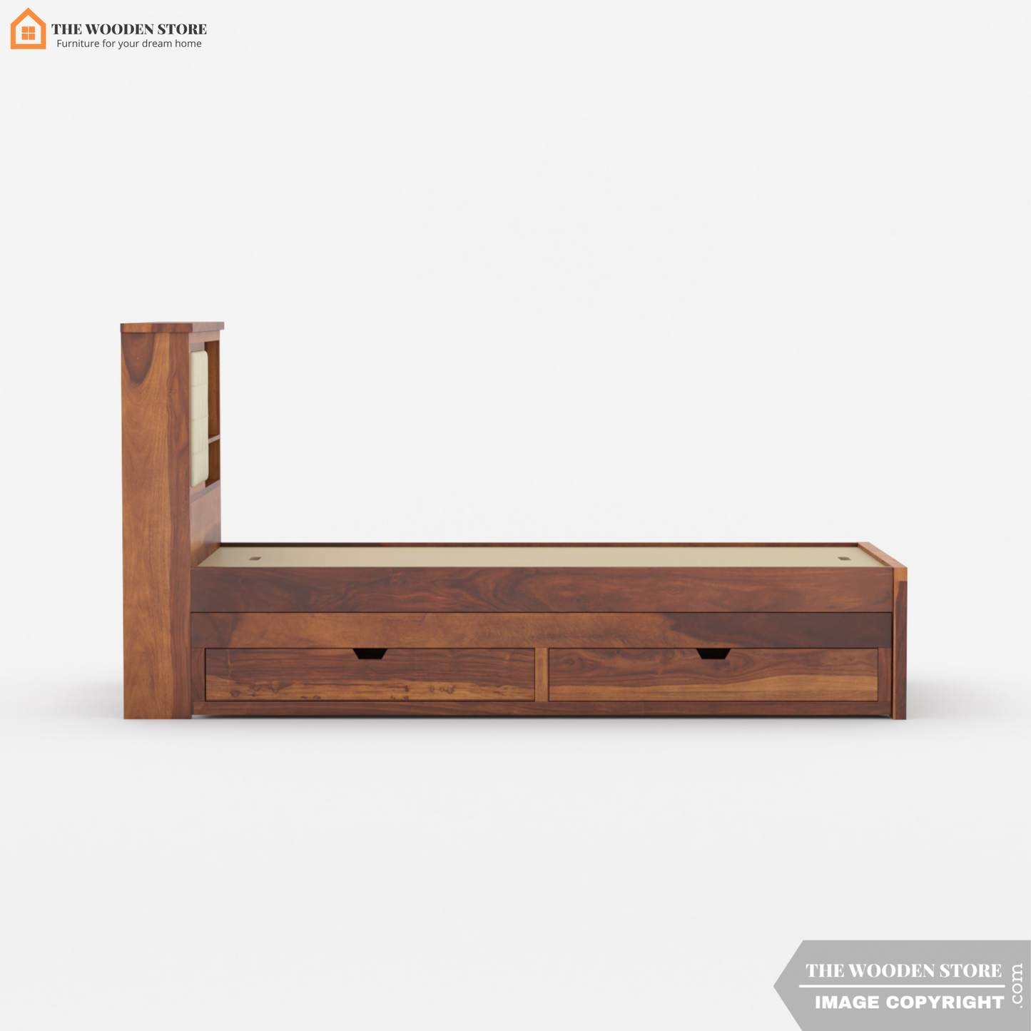 Nano Kids Trundle Bed With Storage (Honey Finish)