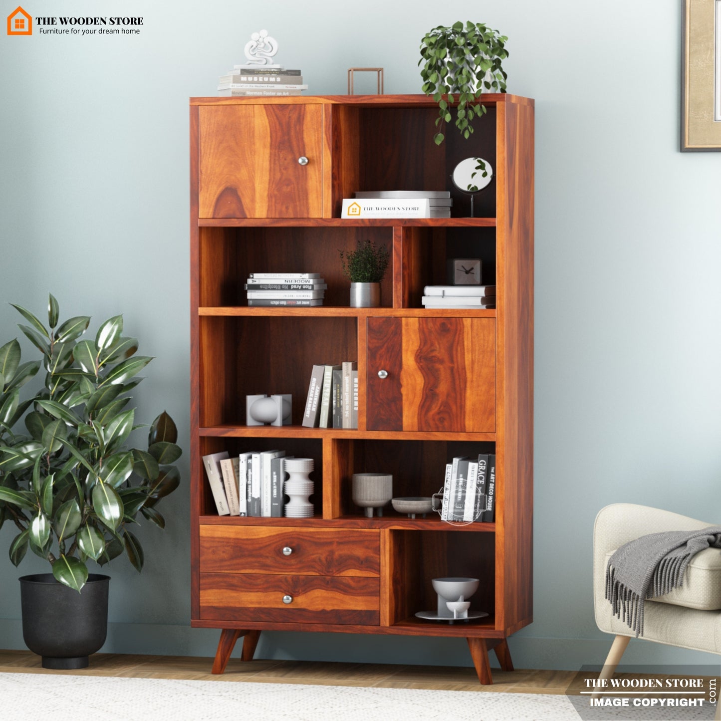 Cubora Book Shelf (Honey Finish)