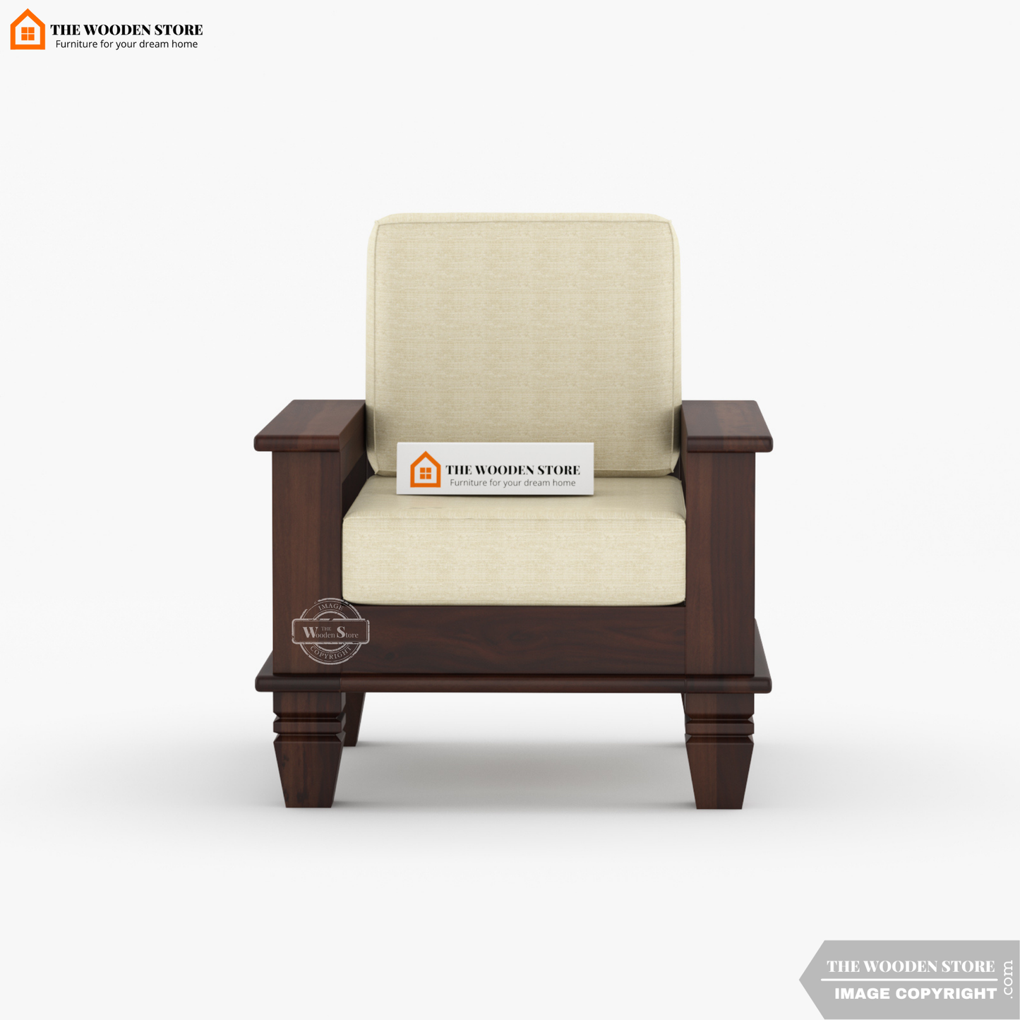 Charlie 3+1+1 Wooden Sofa Set (Walnut Finish)