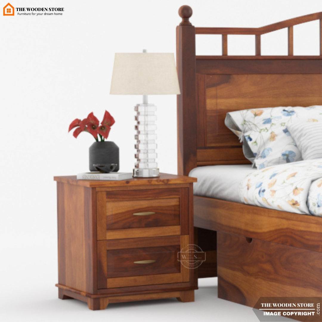 Mirage Bedside Table (Honey Finish)