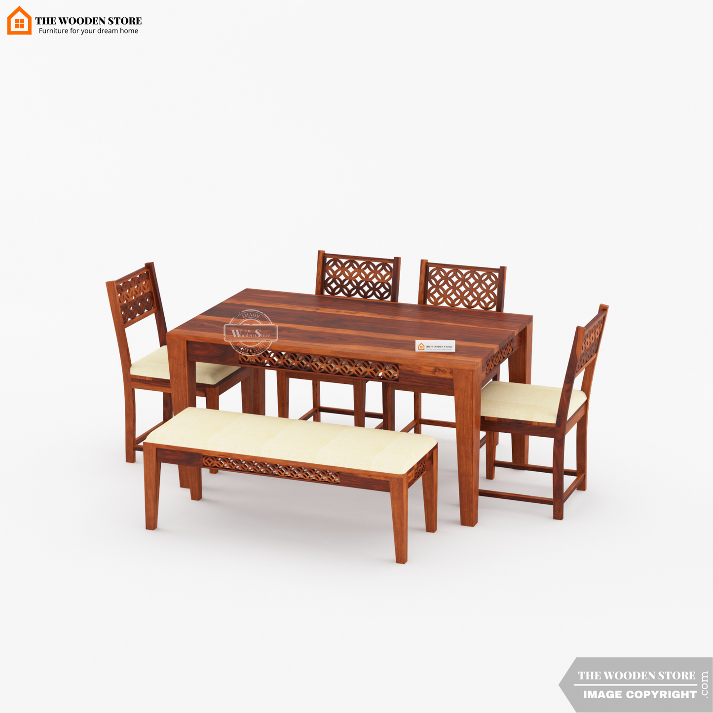 Daffy 6 Seater Dining Table (Honey Finish)