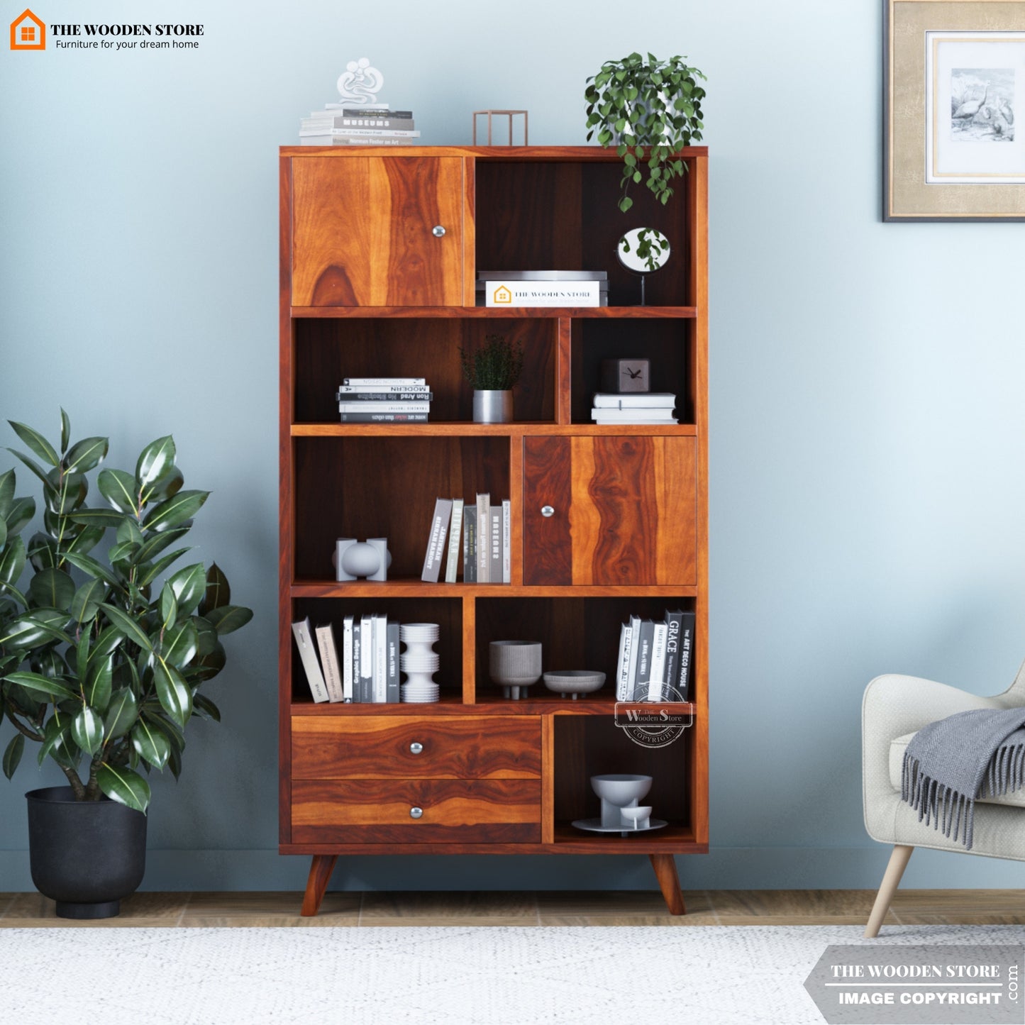 Cubora Book Shelf (Honey Finish)