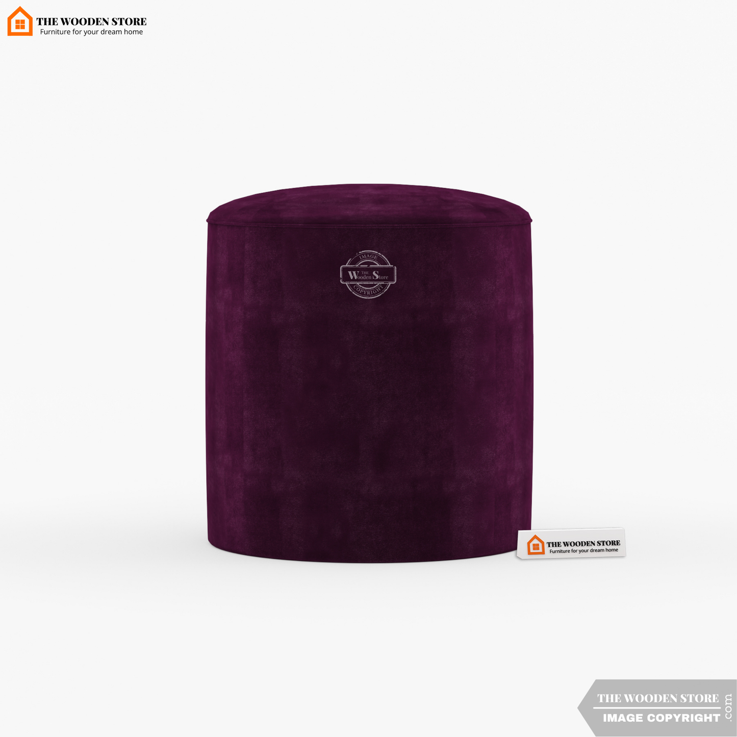 Dove Round Pouffe (Wine Berry)