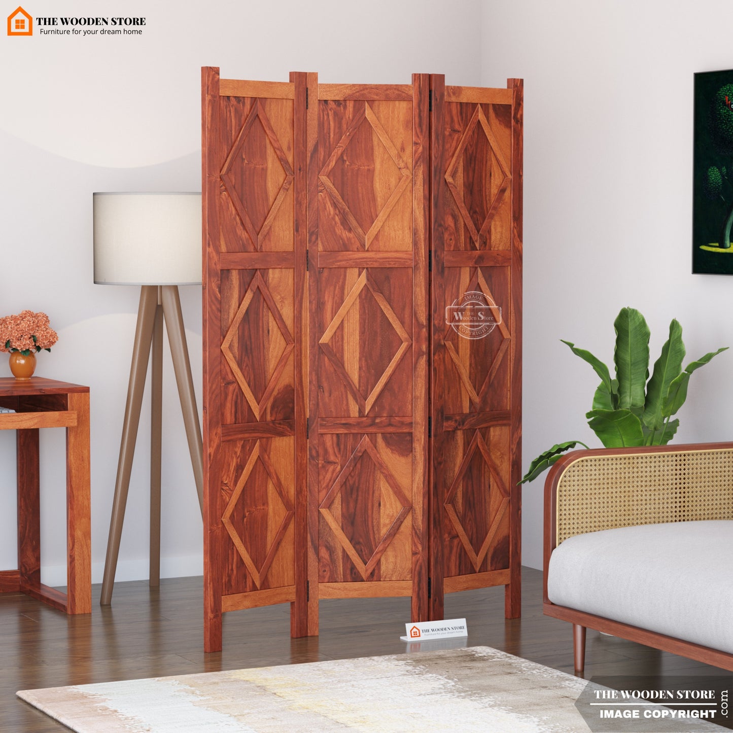 Carvion 3 Panel Room Partition (Honey Finish)