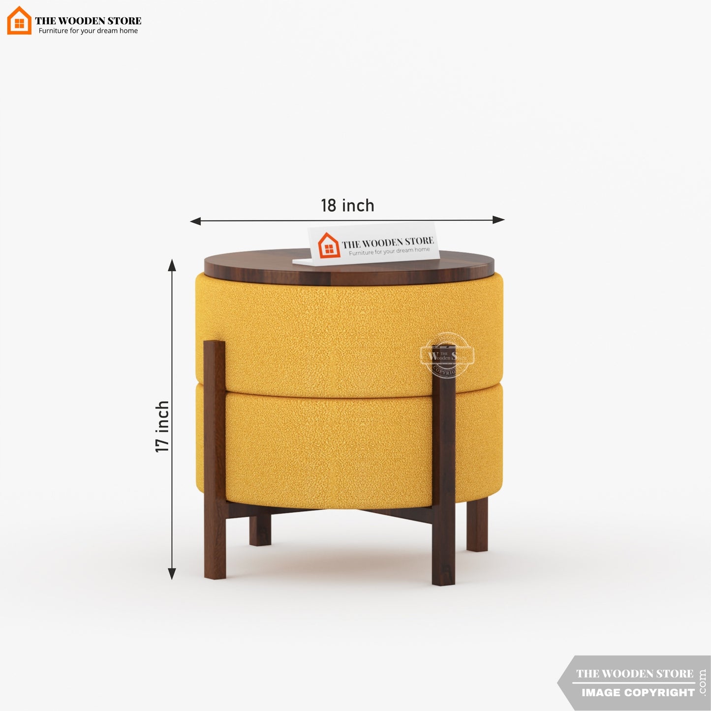 Birdie Reversible Stool Cum End Table (Walnut Finish)