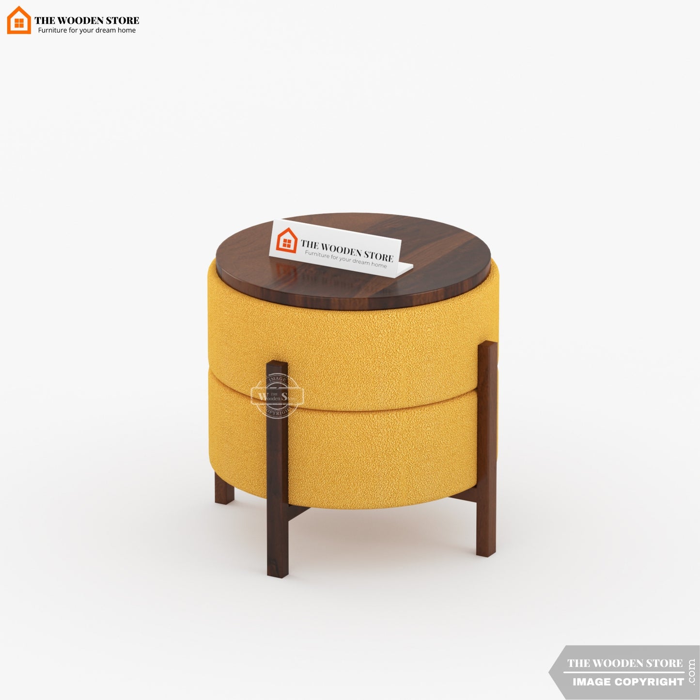 Birdie Reversible Stool Cum End Table (Walnut Finish)
