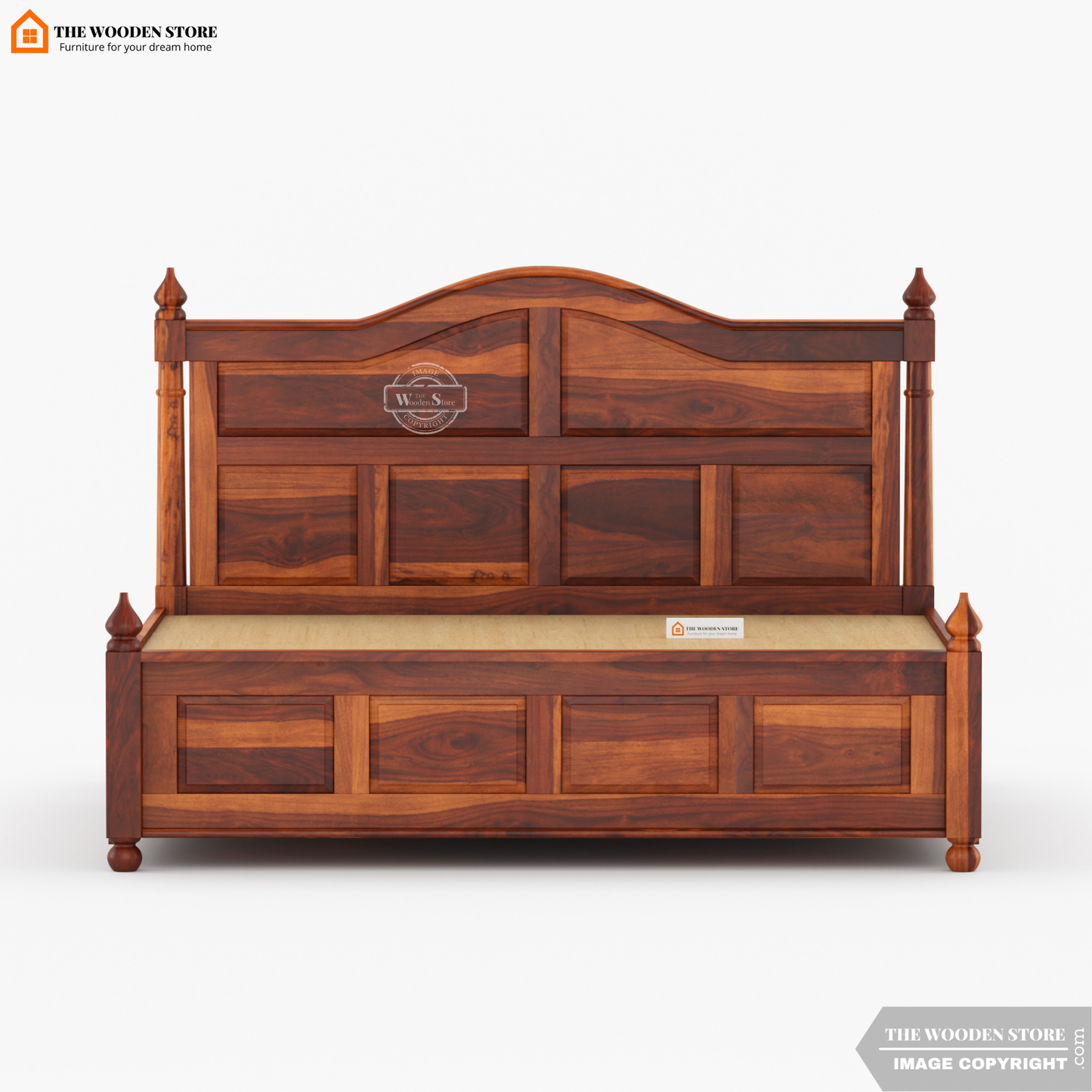 Boonville Hydraulic Bed With Storage (Queen Size, Honey Finish)