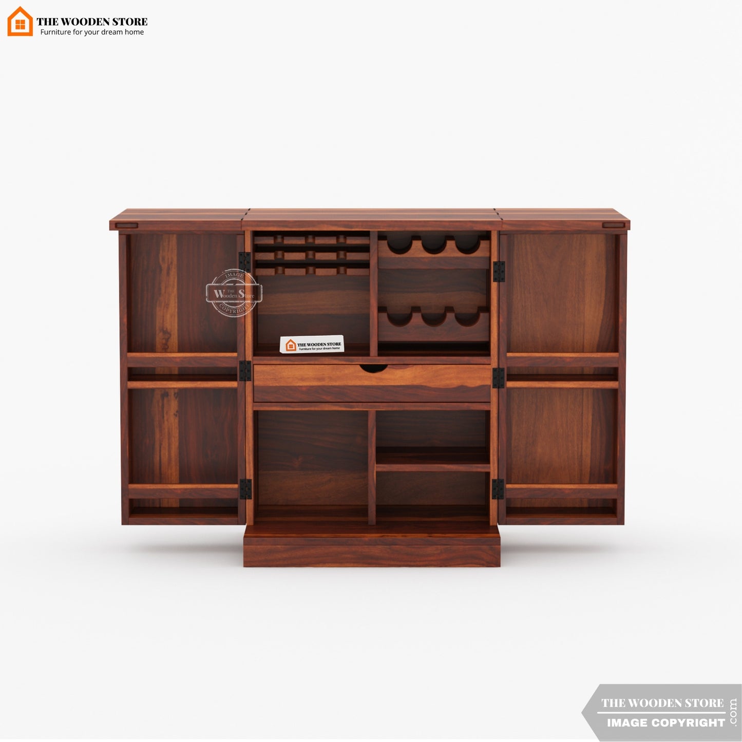 Morris Small Bar Cabinet (Honey Finish)