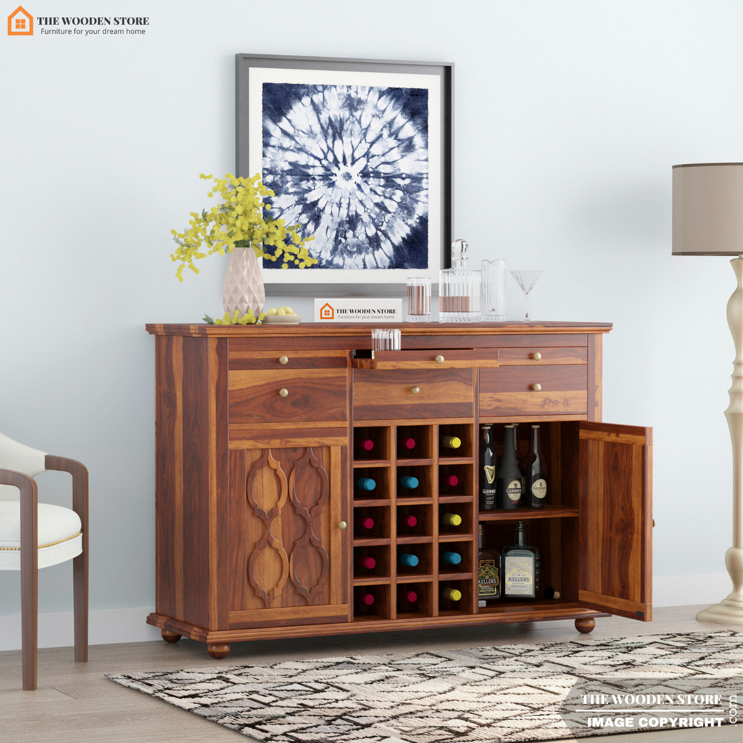 Monty Bar Cabinet (Honey Finish)