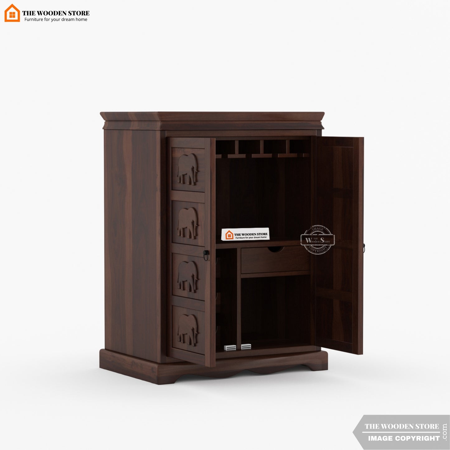 Tusk Bar Cabinet (Walnut Finish)