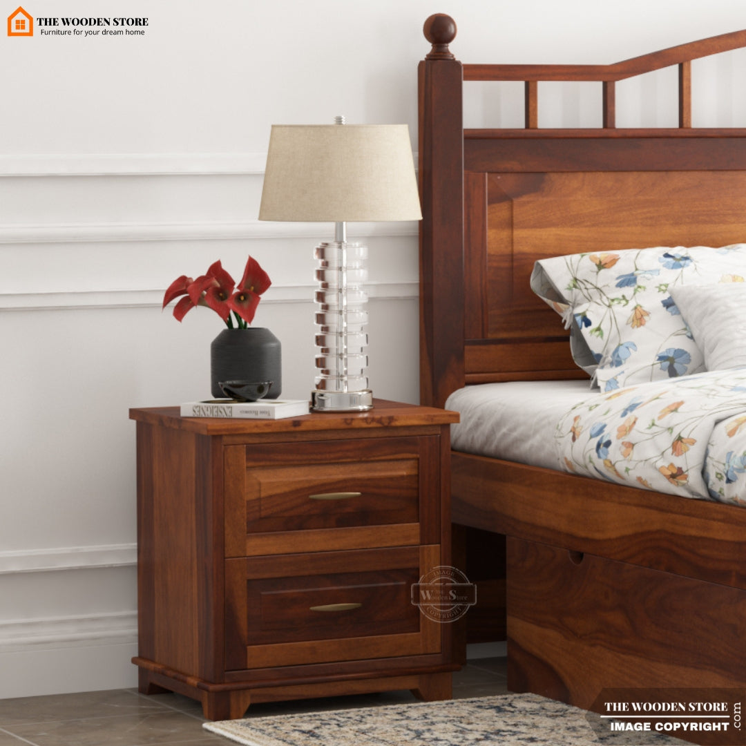 Mirage Bedside Table (Honey Finish)