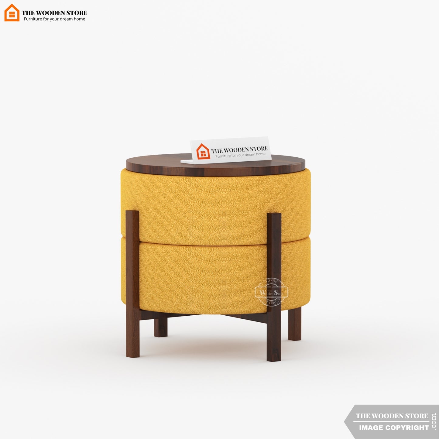 Birdie Reversible Stool Cum End Table (Walnut Finish)