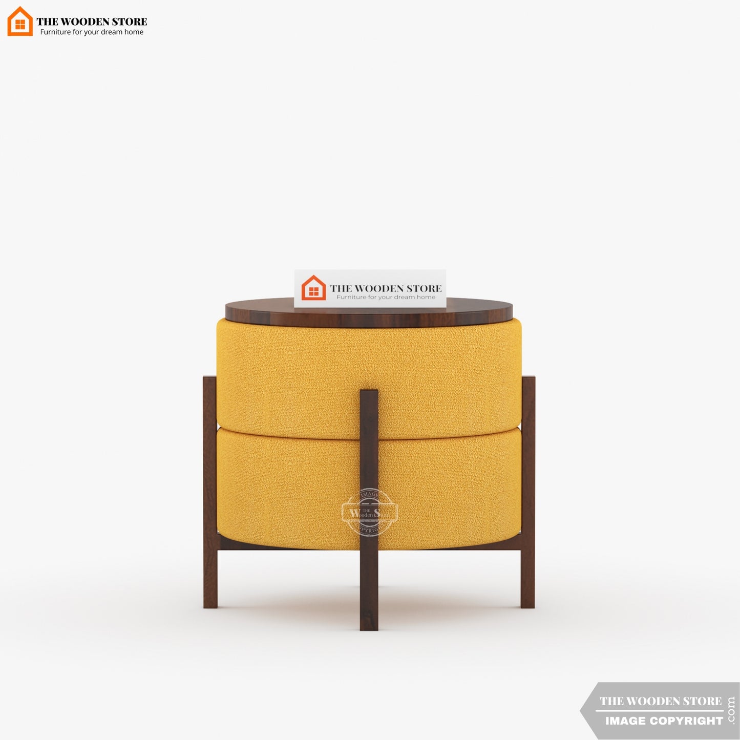 Birdie Reversible Stool Cum End Table (Walnut Finish)