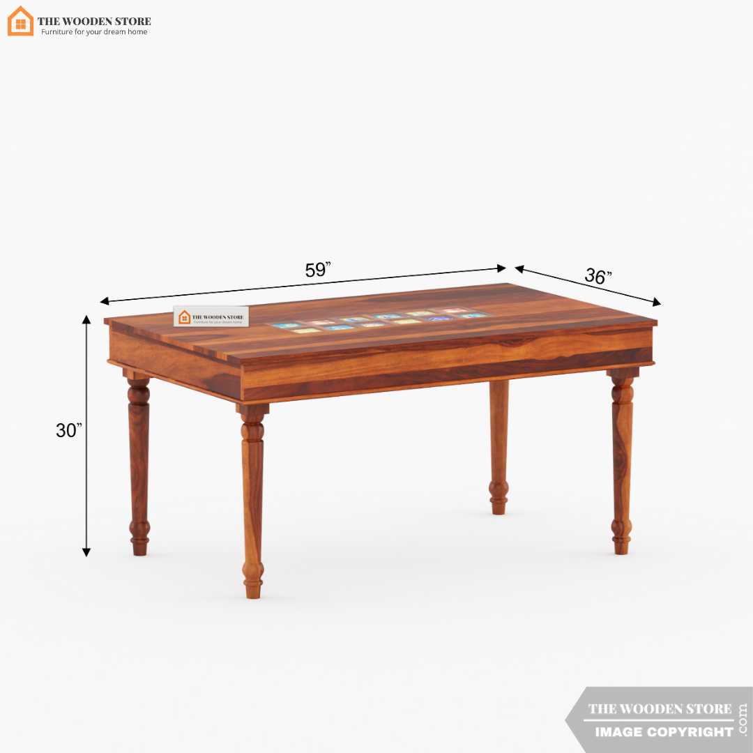 Bunny 6 Seater Dining Table Set (Honey Finish)