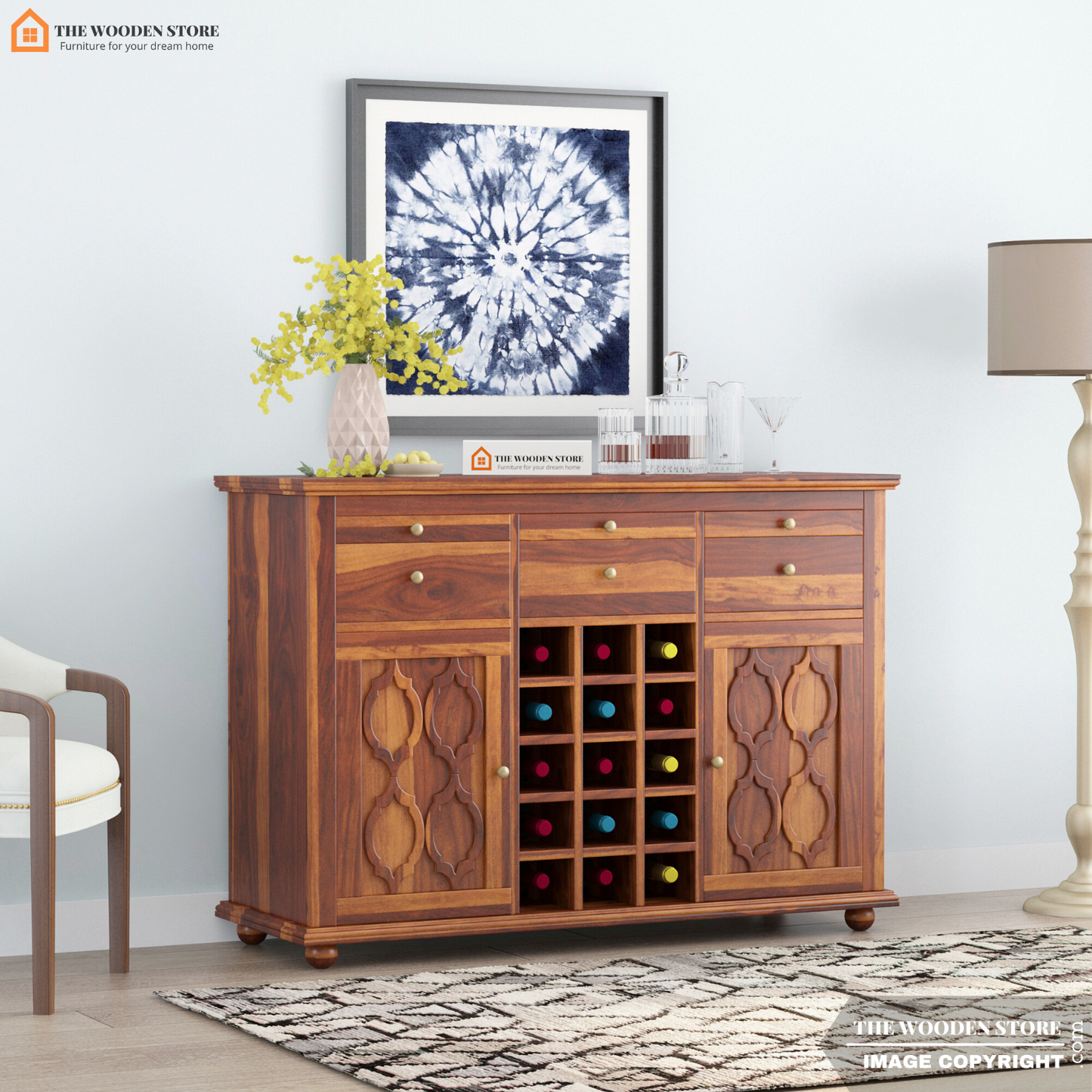 Monty Bar Cabinet (Honey Finish)