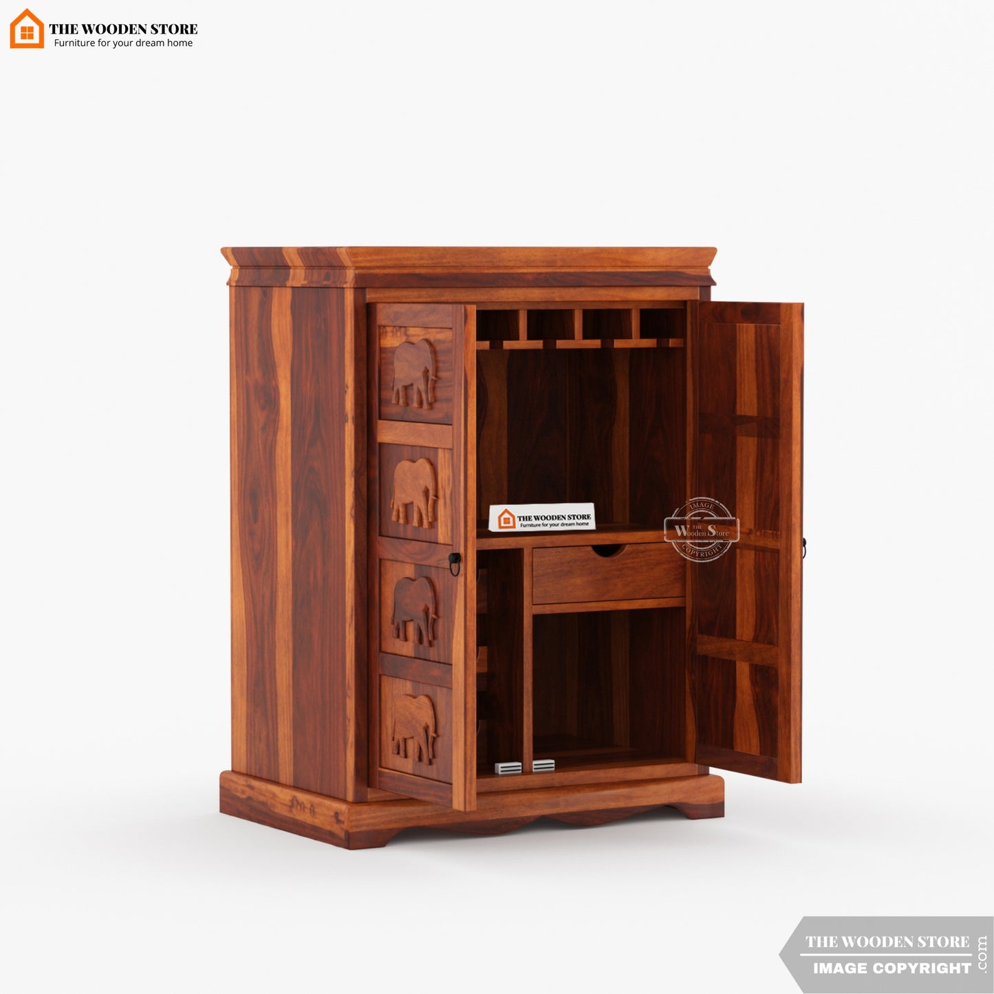 Tusk Bar Cabinet (Honey Finish)