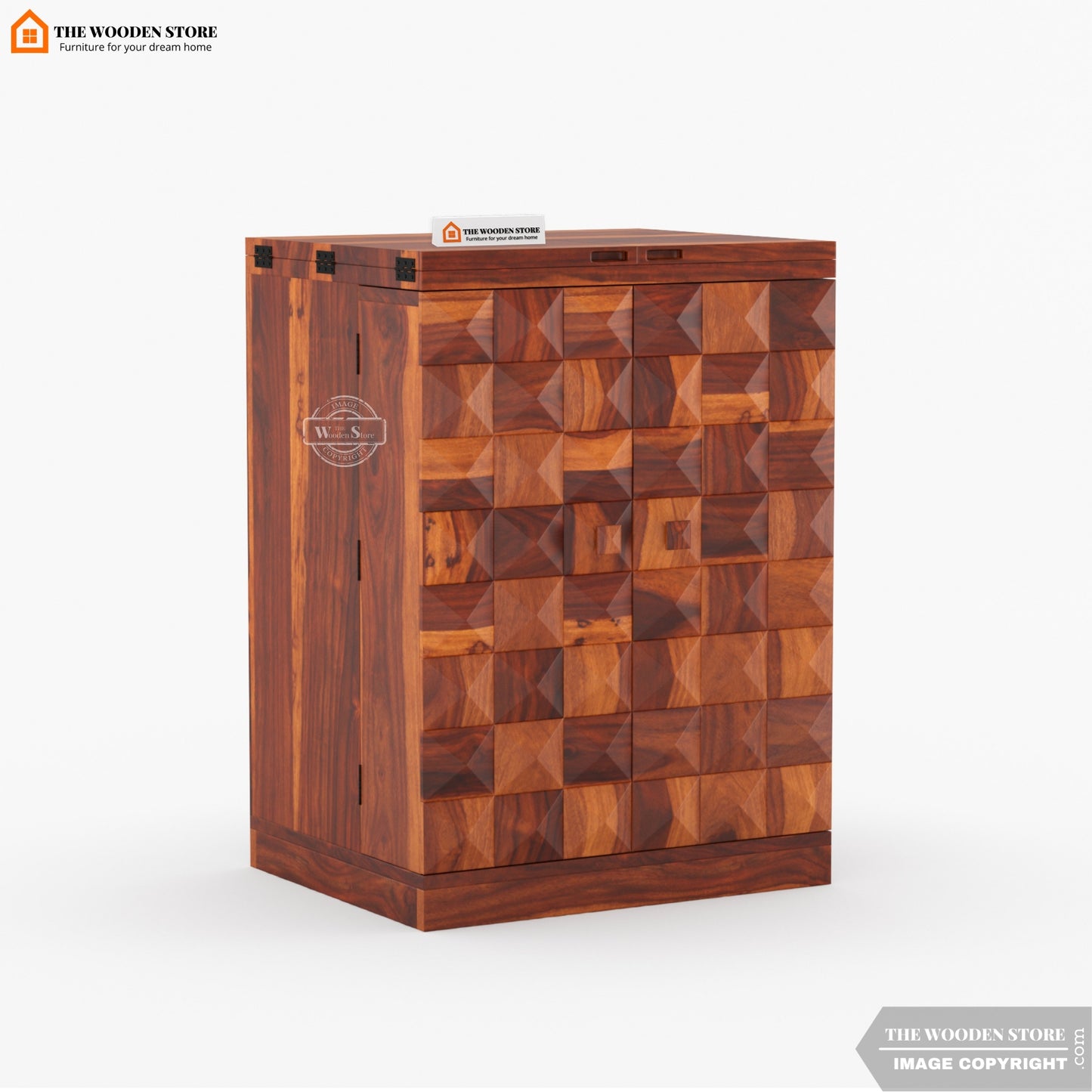 Morris Small Bar Cabinet (Honey Finish)