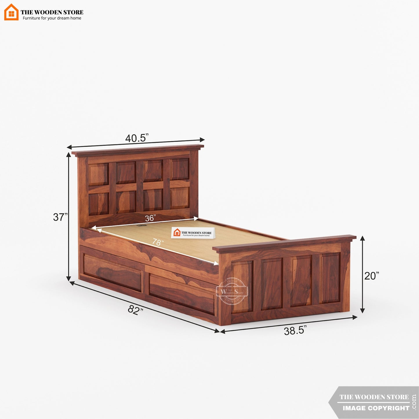 Paloma Single Bed With Storage (Honey Finish)