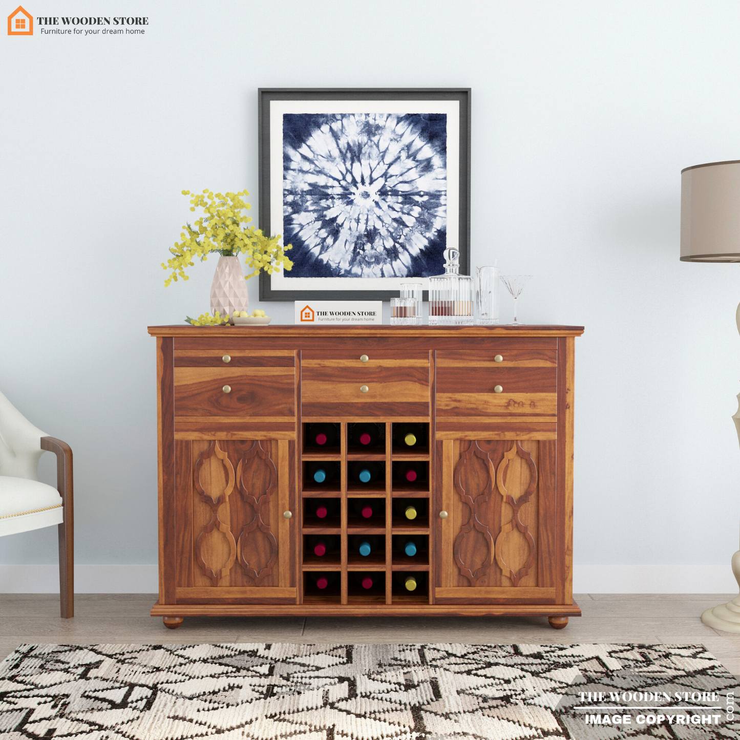 Monty Bar Cabinet (Honey Finish)